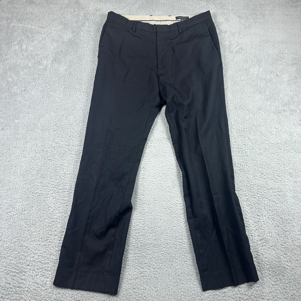 Banana Republic Tailored Slim Fit Dress Pants Mens 36x34 (Fits 34x32) Black Wool